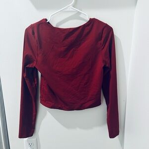 Francesca's Collections Burgundy Crop Long Sleeve Top